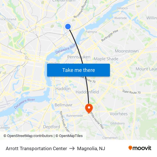 Arrott Transportation Center to Magnolia, NJ map