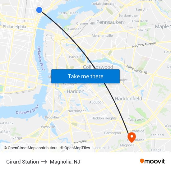 Girard Station to Magnolia, NJ map