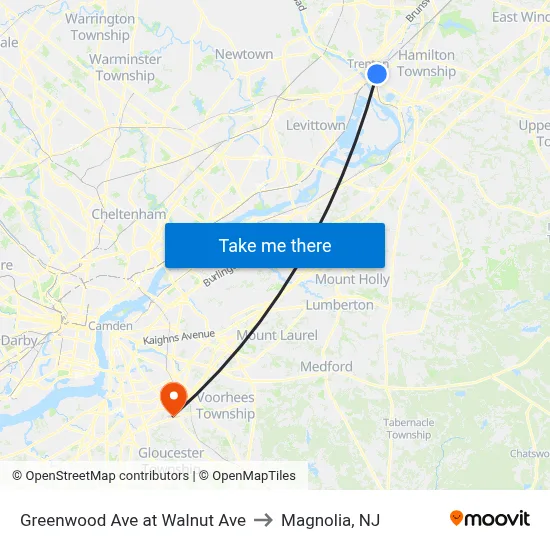 Greenwood Ave at Walnut Ave to Magnolia, NJ map