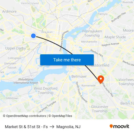 Market St & 51st St - Fs to Magnolia, NJ map