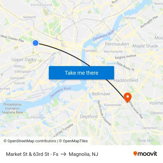 Market St & 63rd St - Fs to Magnolia, NJ map