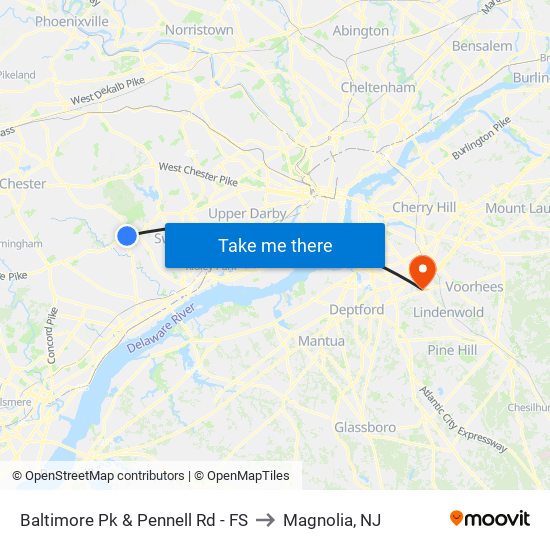 Baltimore Pk & Pennell Rd - FS to Magnolia, NJ map