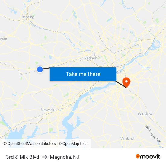 3rd & Mlk Blvd to Magnolia, NJ map