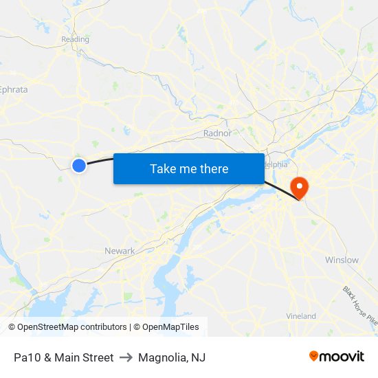 Pa10 & Main Street to Magnolia, NJ map