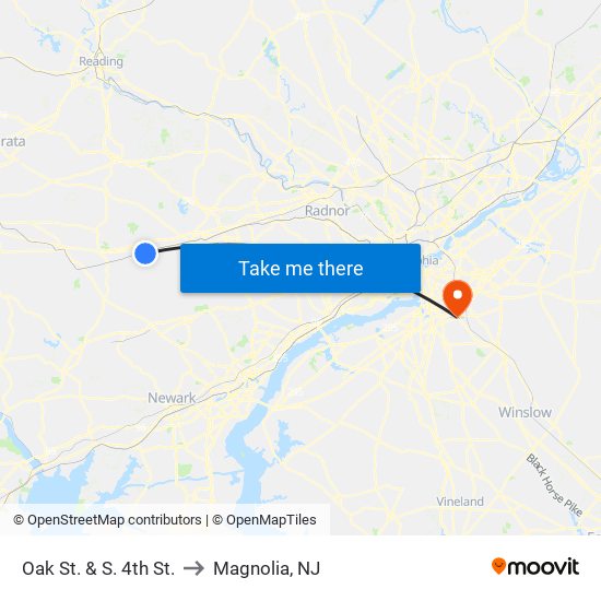 Oak St. & S. 4th St. to Magnolia, NJ map