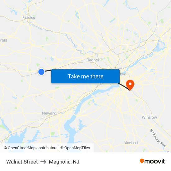 Walnut Street to Magnolia, NJ map