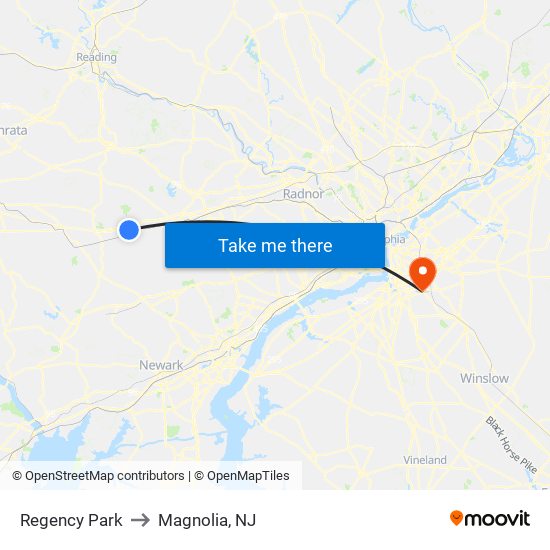 Regency Park to Magnolia, NJ map