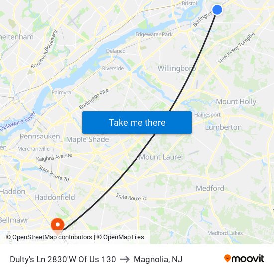 Dulty's Ln 2830'W Of Us 130 to Magnolia, NJ map