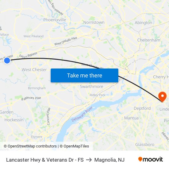 Lancaster Hwy & Veterans Dr - FS to Magnolia, NJ map