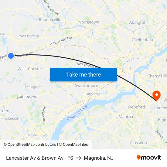 Lancaster Av & Brown Av - FS to Magnolia, NJ map