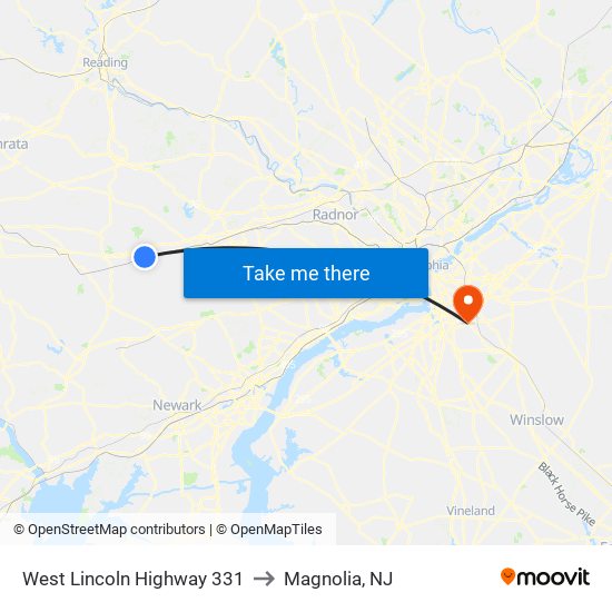 West Lincoln Highway 331 to Magnolia, NJ map