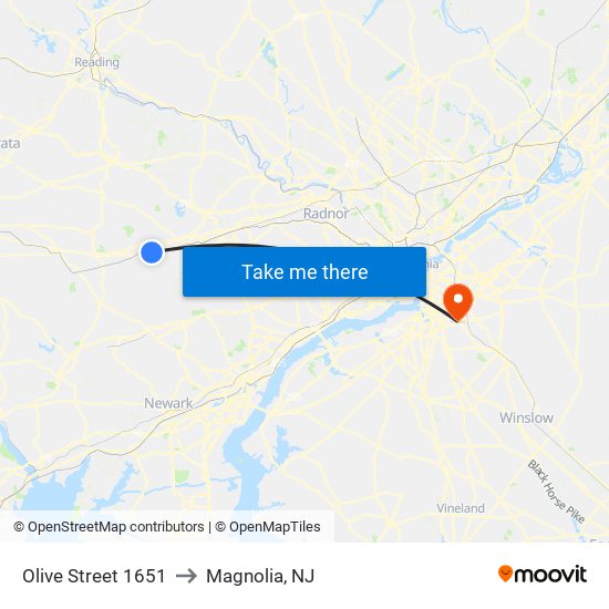 Olive Street 1651 to Magnolia, NJ map