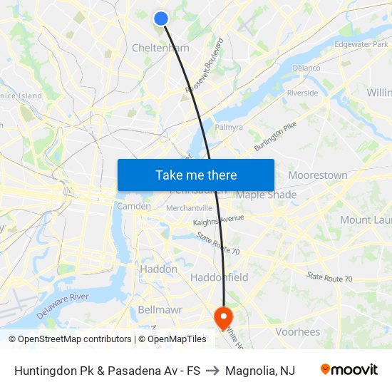 Huntingdon Pk & Pasadena Av - FS to Magnolia, NJ map