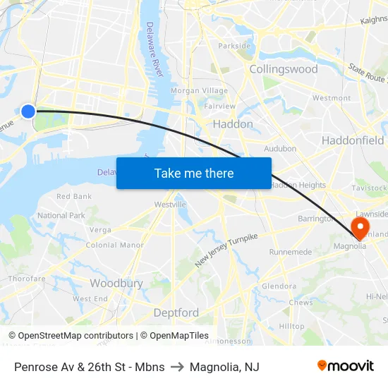 Penrose Av & 26th St - Mbns to Magnolia, NJ map