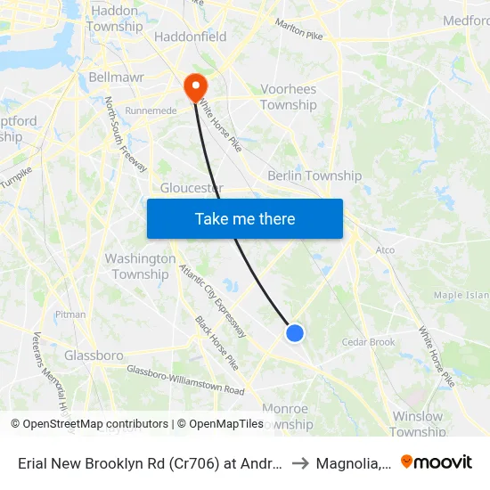 Erial New Brooklyn Rd (Cr706) at Andrews Rd to Magnolia, NJ map