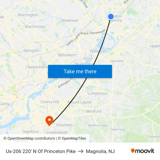 Us-206 220' N Of Princeton Pike to Magnolia, NJ map