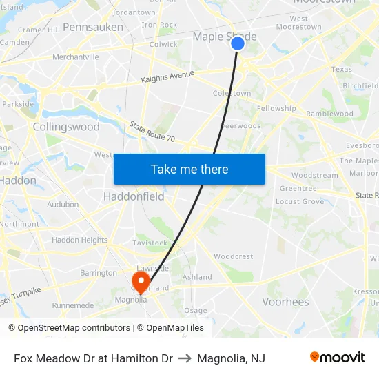 Fox Meadow Dr at Hamilton Dr to Magnolia, NJ map