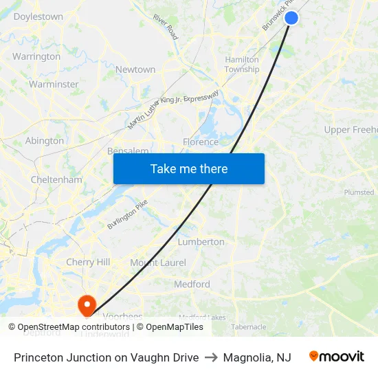 Princeton Junction on Vaughn Drive to Magnolia, NJ map