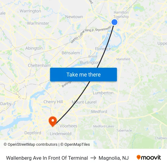 Wallenberg Ave In Front Of Terminal to Magnolia, NJ map