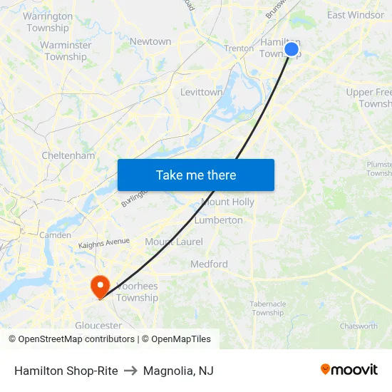 Hamilton Shop-Rite to Magnolia, NJ map