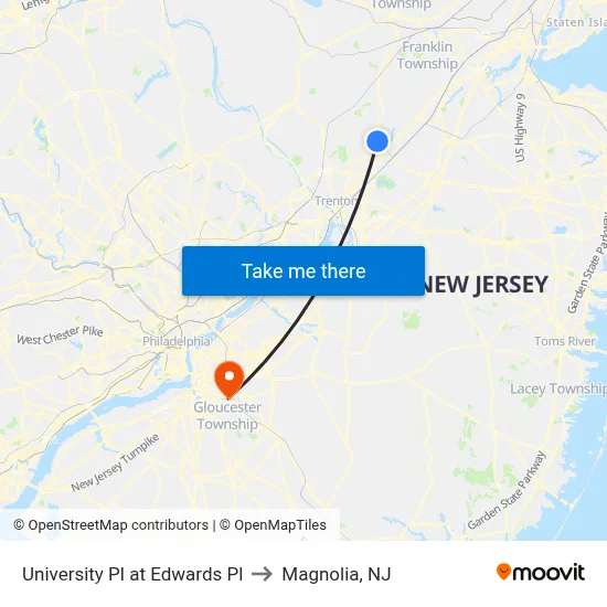 University Pl at Edwards Pl to Magnolia, NJ map