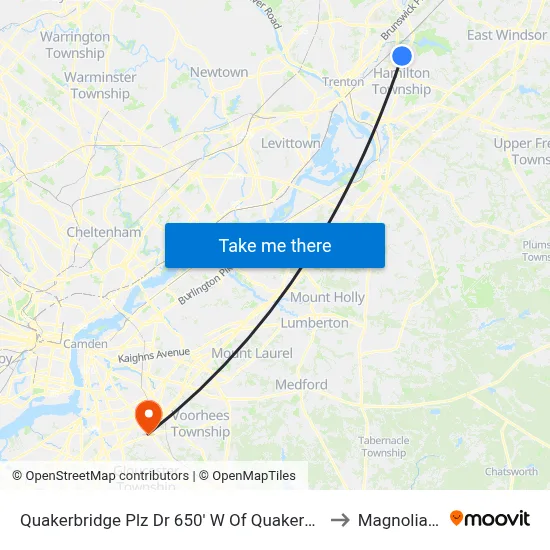 Quakerbridge Plz Dr 650' W Of Quakerbridge Rd to Magnolia, NJ map