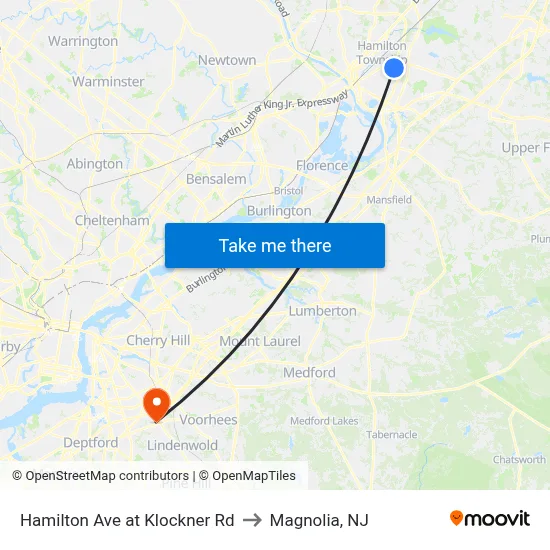 Hamilton Ave at Klockner Rd to Magnolia, NJ map