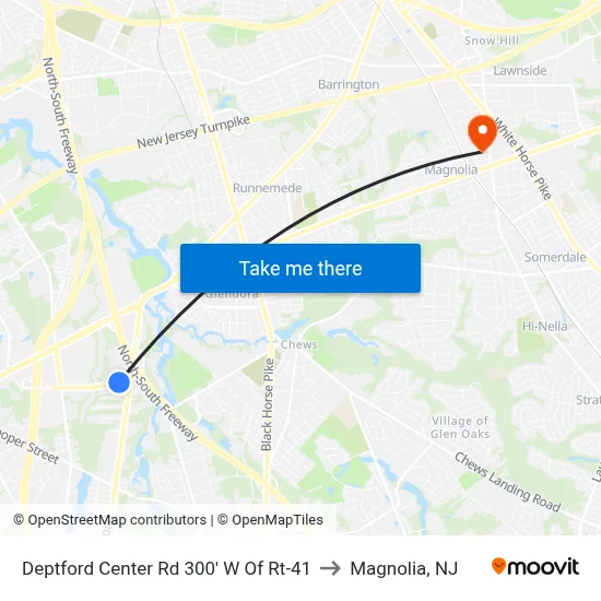 Deptford Center Rd 300' W Of Rt-41 to Magnolia, NJ map