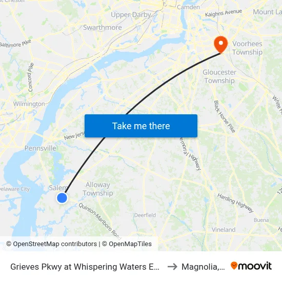 Grieves Pkwy at Whispering Waters Entrance to Magnolia, NJ map