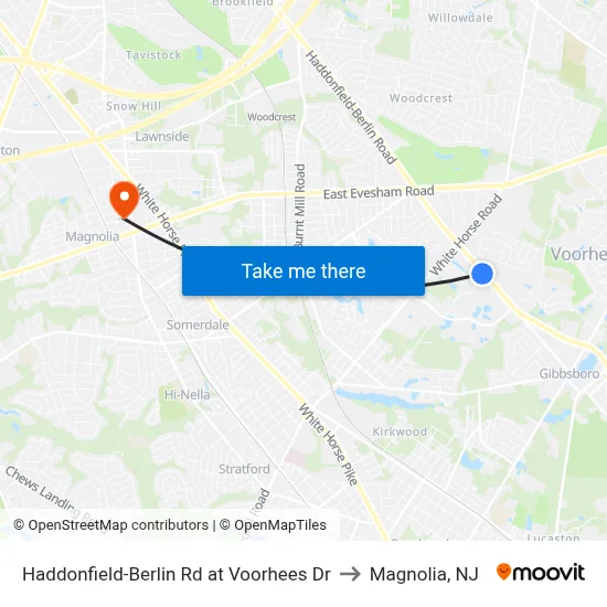 Haddonfield-Berlin Rd at Voorhees Dr to Magnolia, NJ map