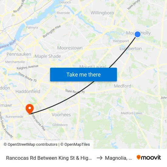 Rancocas Rd Between King St & High St to Magnolia, NJ map
