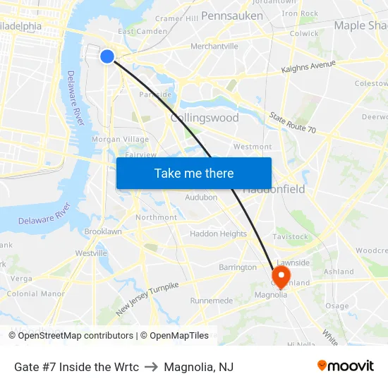 Gate #7 Inside the Wrtc to Magnolia, NJ map