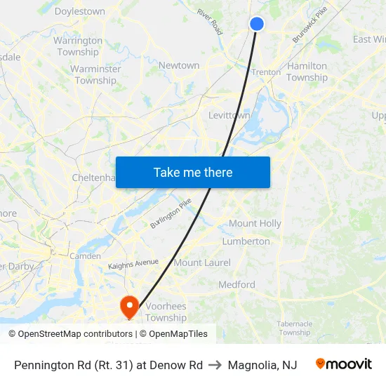 Pennington Rd (Rt. 31)  at Denow Rd to Magnolia, NJ map
