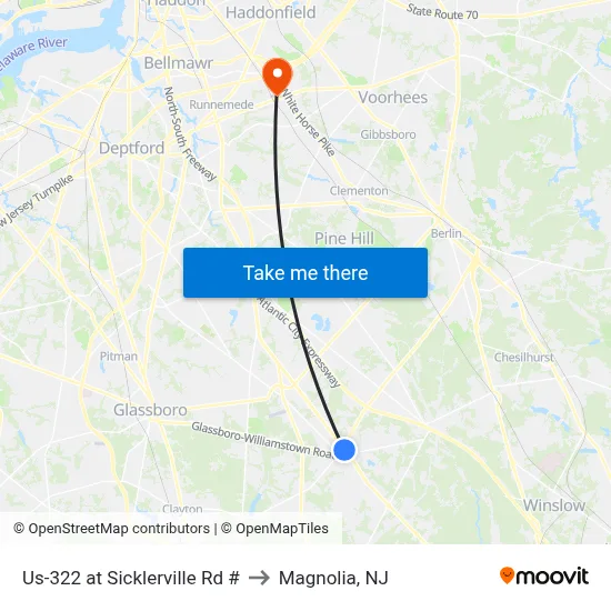 Us-322 at Sicklerville Rd # to Magnolia, NJ map