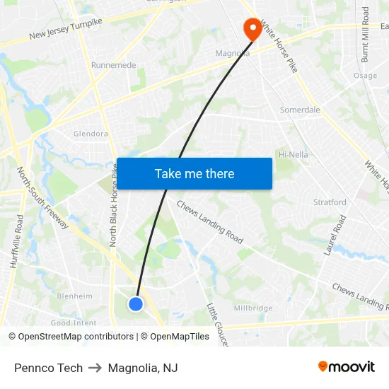Pennco Tech to Magnolia, NJ map