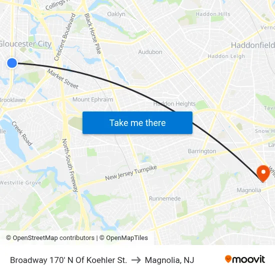 Broadway 170' N Of Koehler St. to Magnolia, NJ map