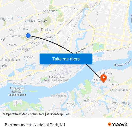 Bartram Av to National Park, NJ map