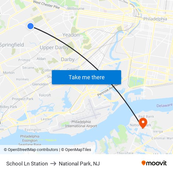 School Ln Station to National Park, NJ map