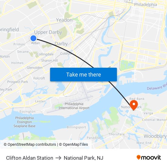 Clifton Aldan Station to National Park, NJ map