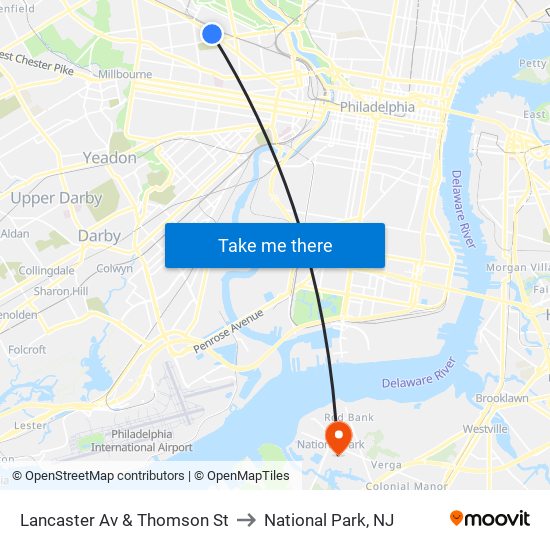 Lancaster Av & Thomson St to National Park, NJ map