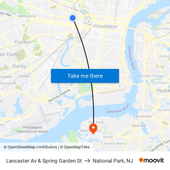Lancaster Av & Spring Garden St to National Park, NJ map