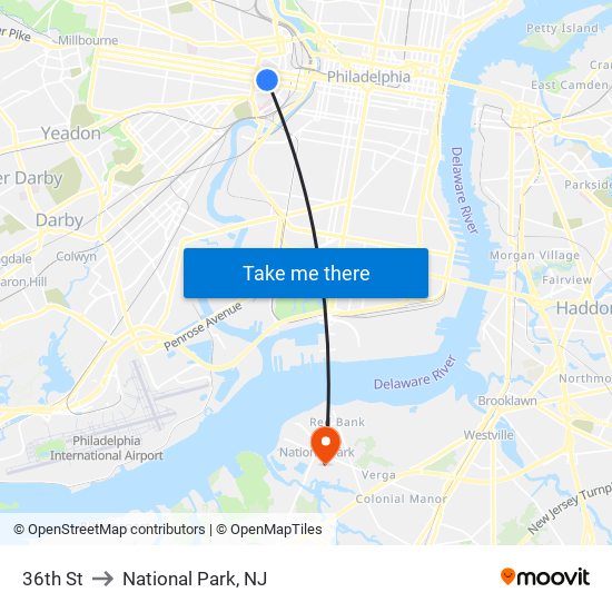 36th St to National Park, NJ map