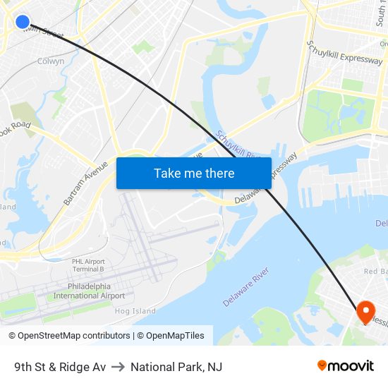 9th St & Ridge Av to National Park, NJ map