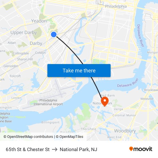 65th St & Chester St to National Park, NJ map