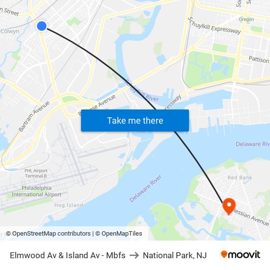 Elmwood Av & Island Av - Mbfs to National Park, NJ map