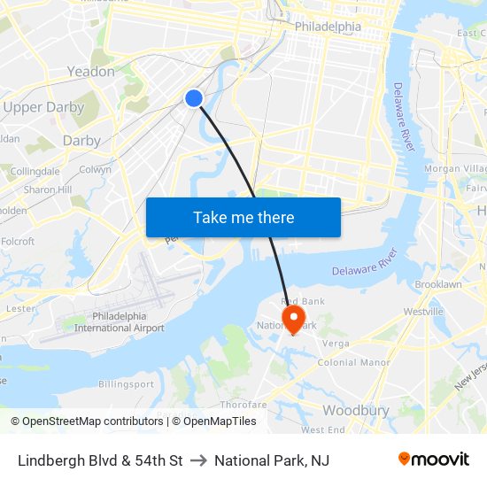 Lindbergh Blvd & 54th St to National Park, NJ map