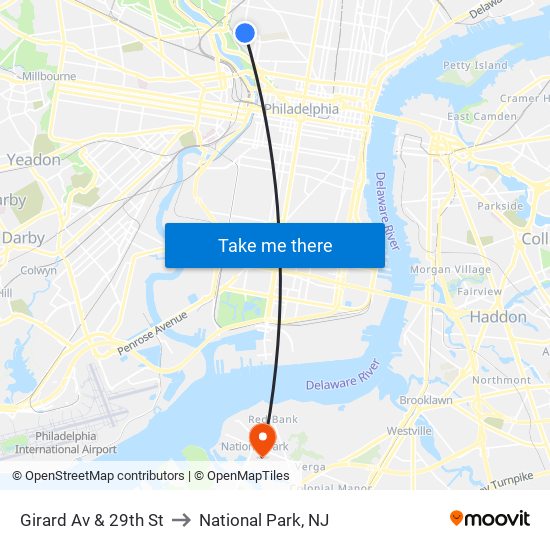 Girard Av & 29th St to National Park, NJ map
