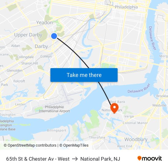 65th St & Chester Av - West to National Park, NJ map