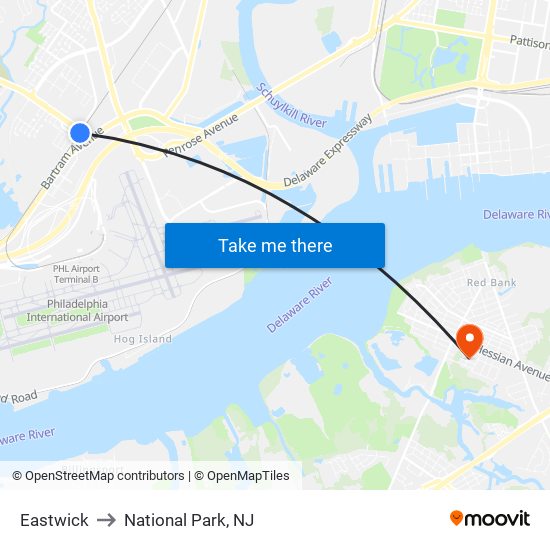 Eastwick to National Park, NJ map