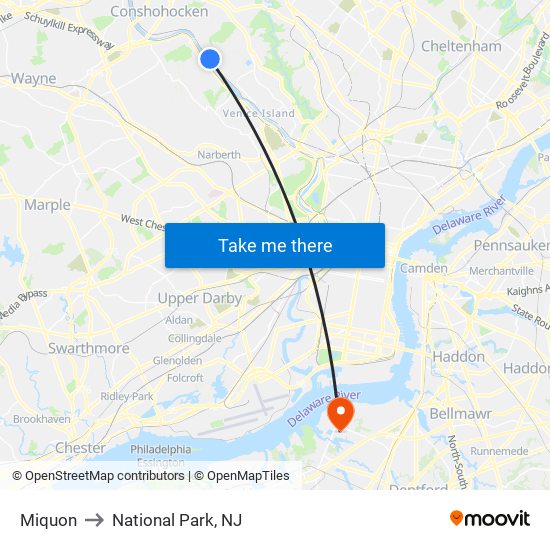 Miquon to National Park, NJ map